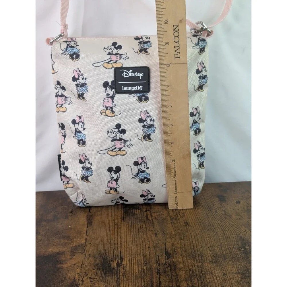 Disney Loungefly Mickey Minnie Mouse AOP Canvas Crossbody Passport Bag